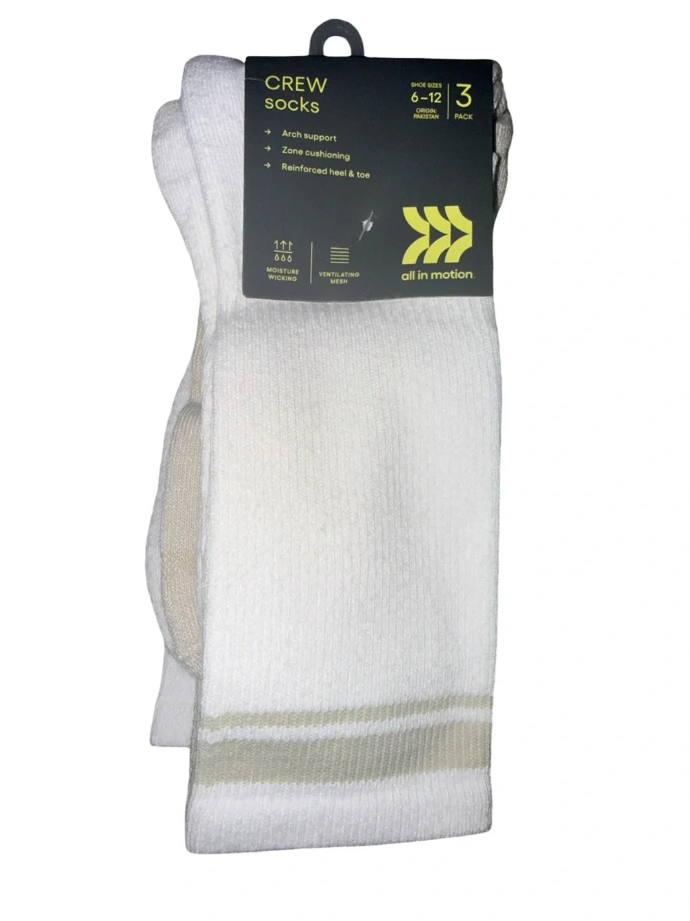 All In Motion Men's Striped Tonal Varsity 3pk Crew Socks Fitness -Tan
New w/ Tag - Picture 2 of 6